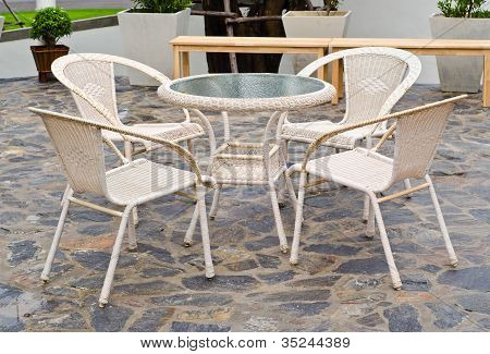 Basketry Chairs Set On Floor