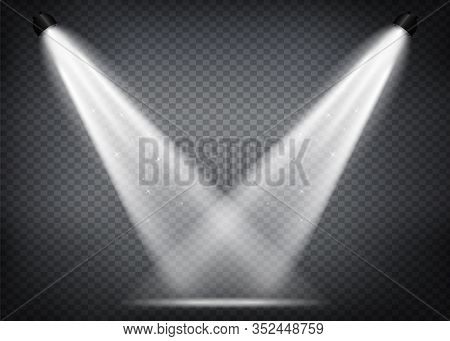 Scene Illumination. Light Exclusive Use Lens Flash Light Effect. Lighted Scene. Podium Under The Spo