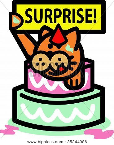 猫のクリップ アート誕生日ケーキの驚き