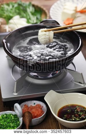 Hamo (pike conger)  shabu-shabu, Japanese hot pot cuisine
