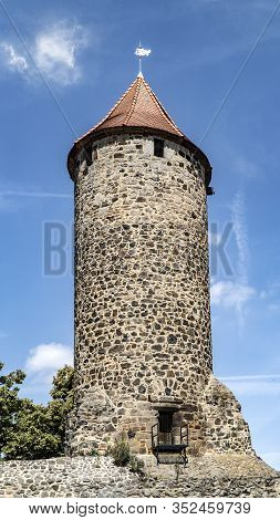Famous Gray City Tower From Fritzlar, A Small City In Norht Hesse, Germany