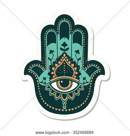 sticker of tattoo in traditional style of a hamza