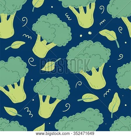 Broccoli Pattern Seamless. Vector Illustration For Background, Print, Texture. Broccoli Have Abstrac