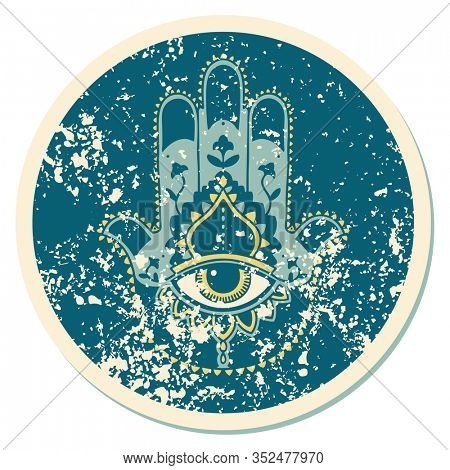 iconic distressed sticker tattoo style image of a hamza