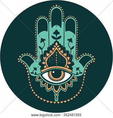 iconic tattoo style image of a hamza