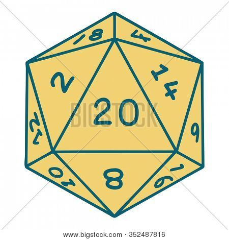 iconic tattoo style image of a d20 dice
