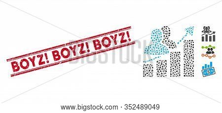 Rubber Red Stamp Seal With Boyz Exclamation Boyz Exclamation Boyz Exclamation Text Inside Double Par