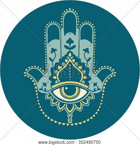 iconic tattoo style image of a hamza