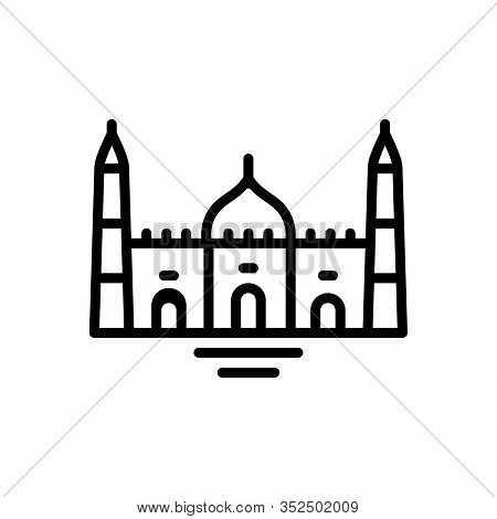 Black Line Icon For  Mosque Belief Believe Faith Holy Building Catholic Religion Muslim Traditional