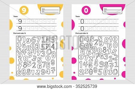 Educational Worksheet For Preschool And School Kids. Number Game For Children. Trace, Find And Color