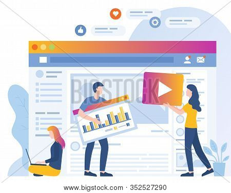 Social Media Marketing Use Networking Platforms And Websites To Promote Product Or Service. People W
