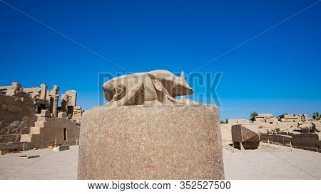 Karnak Temple In Luxor, Egypt. The Karnak Temple Complex, Commonly Known As Karnak, Comprises A Vast