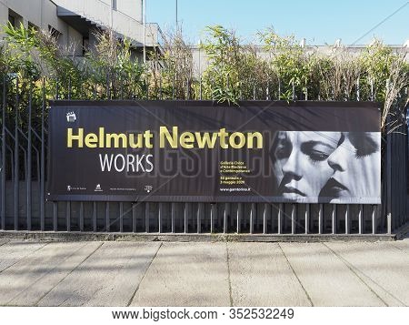 Turin - Feb 2020: Helmut Newton Exhibition Banner At Gam
