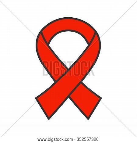 Anti Hiv Ribbon Color Icon. Fighting Against Aids. World Aids Day. Isolated Vector Illustration
