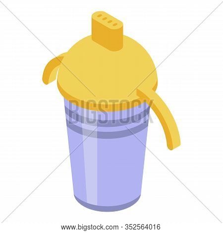 Baby Sippy Cup Icon. Isometric Of Baby Sippy Cup Vector Icon For Web Design Isolated On White Backgr