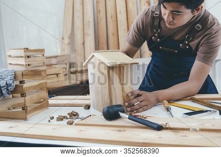 Diy Woodworking And Furniture Making And Craftsmanship And Handwork Concept.