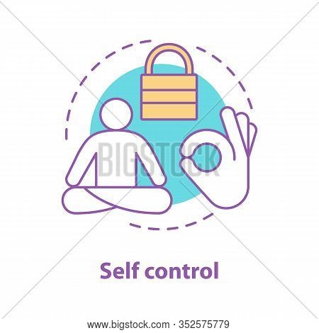 Self Control Concept Icon. Mind Freedom Idea Thin Line Illustration. Inner Peace. Meditation. Wellne