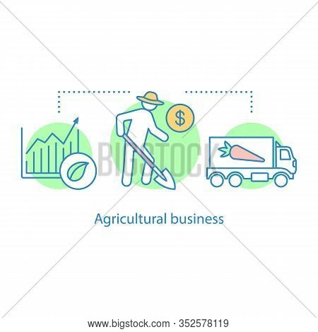 Agricultural Business Concept Icon. Farming Idea Thin Line Illustration. Eco Food Production. Agricu