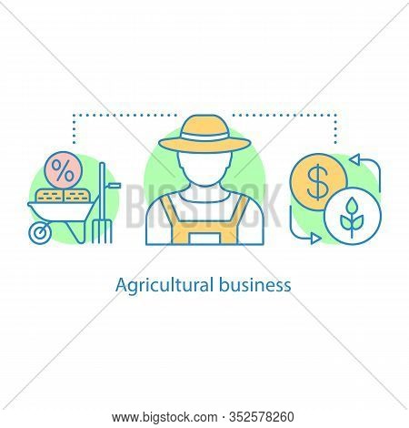 Agricultural Business Concept Icon. Farming Idea Thin Line Illustration. Agricultural Sector. Vector