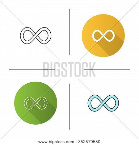 Infinity Sign Icon. Lemniscate. Endless Symbol. Flat Design, Linear And Color Styles. Isolated Vecto