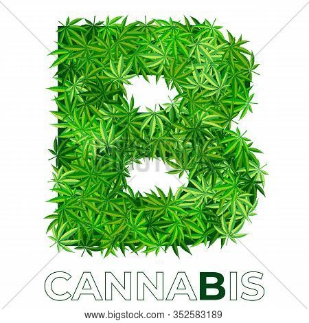 4 Of 6. Letter B. Cannabis Or Marijuana Leaf Logo Design Template. Hemp For Emblem, Logo, Advertisem