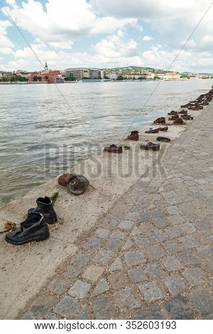 Budapest, Hungary - June 02, 2019: Shoes On The Danube Embankment - Holocaust Memorial