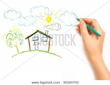 Disegno la casa dei sogni a mano di donna