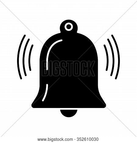 Active Notification Glyph Icon. Ringing Bell. Reminder Alarm. Silhouette Symbol. Negative Space. Vec