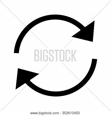 Refresh Arrows Glyph Icon. Reload. Cached. Circle Arrows. Synchronization. Silhouette Symbol. Negati