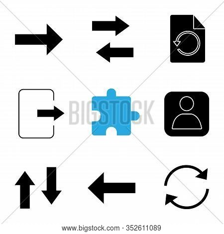 Ui, Ux Glyph Icons Set. Next, Vertical And Horizontal Swap, Restore Page, Exit, Extension, Userpic, 