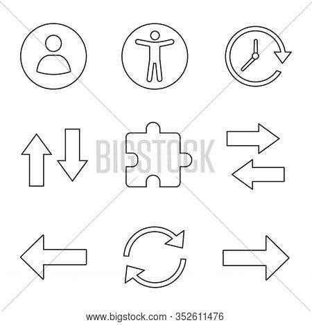 Ui, Ux Linear Icons Set. Userpic, Accessibility, Update, Vertical And Horizontal Swap, Extension, Ne