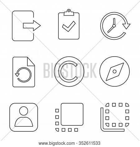 Ui, Ux Linear Icons Set. Exit, Assignment Returned In, Update, Restore, Copyright, Explore Tool, Use