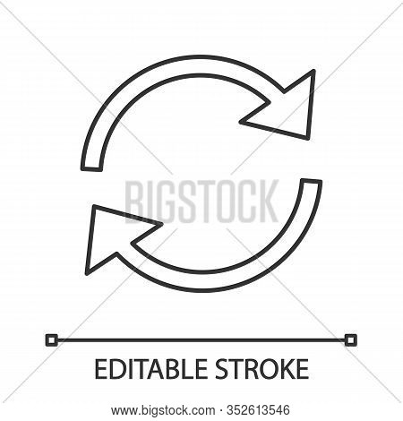 Refresh Arrows Linear Icon. Thin Line Illustration. Reload. Cached. Circle Arrows. Synchronization. 