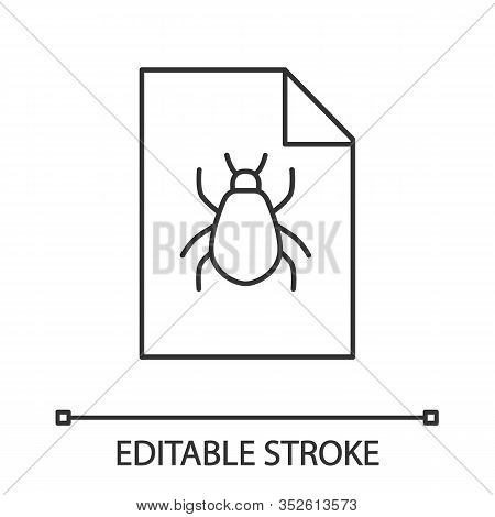 Bug Report Linear Icon. Software Errors Information. Thin Line Illustration. Computer Viruses Statis