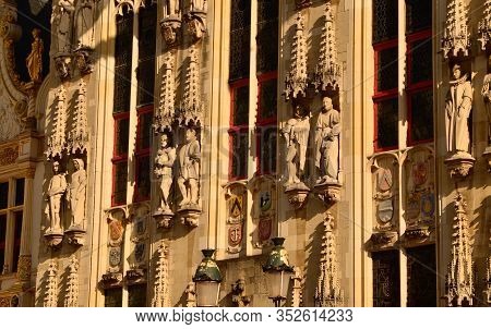 Bruges, Flanders, Belgium. August 2019. Burg Square Is One Of The Most Important. The Splendid Town