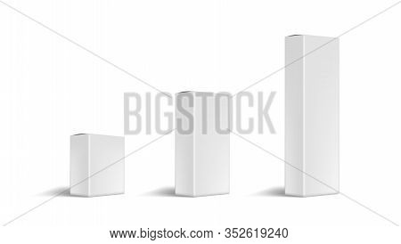 Three 3d White Blank Package Box Set