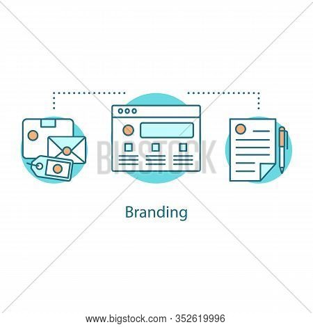 Branding Concept Icon. Logo Design Idea Thin Line Illustration. Promotional Merchandise. Office Supp