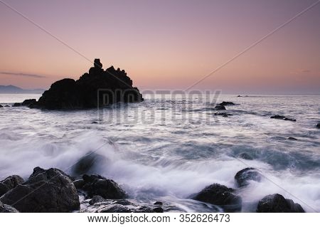 Barrika, Bizkaia/basque Country; Sep. 06, 2016. The Menakoz Beach At Sunset
