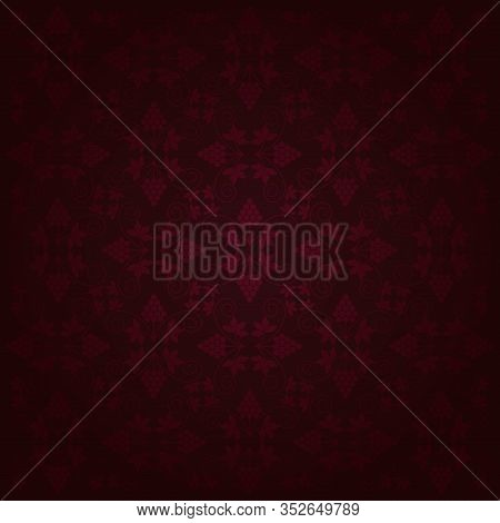 Vintage Background, Grona Of Grapes With Leaves Violet Pattern. Vector Illustration