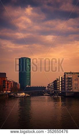 Frankfurt(main),germany - February 08,2020:westhafen This Is The Marina Area With New,modern And Exp