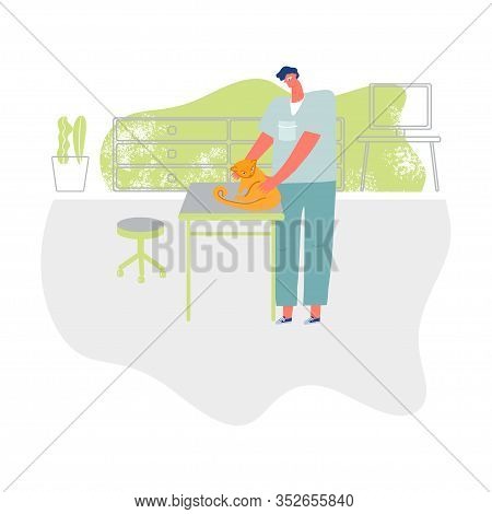 Veterinarian Doctor Examines The Exotic Animal In The Veterinary Clinic. Concept Of Medicine And Pet