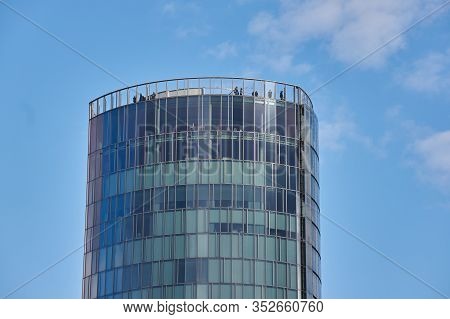 Cologne, Germany - September 5, 2015: Koeln Cologne Triangle Building Seen From The Other Side Of Rh