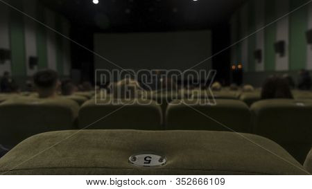 Watching Films. Chair With Nomber In The Cinema.