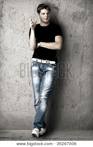 Handsome Sexy Man In Black T-shirt