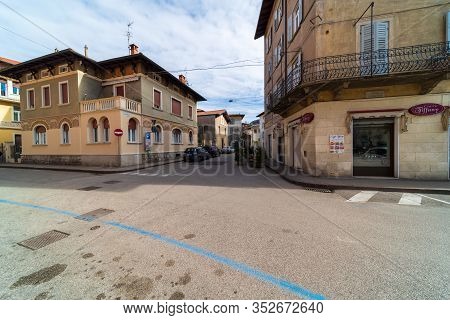 Rovereto, Italy - Feb 20, 2020: Medieval City Street Feb 20, 2020 In Rovereto, Italy. It Is A Landma