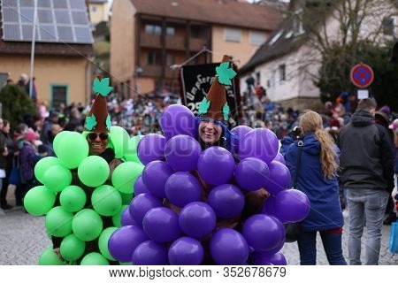 Laudenbach, Main-tauber-kreis, Germany - February 23, 2020: The Carnival Of Laudenbach