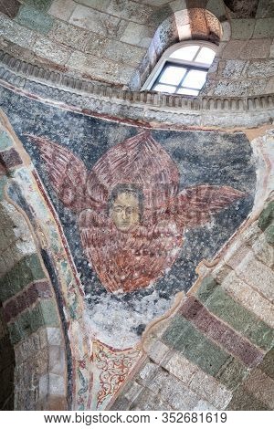 Parikia, Greece - March 14, 2018: Interior Of The Monastery Of Panagia Ekatontapiliani With Fresco O