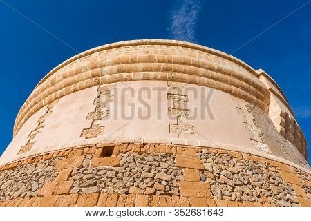 Architectural Details Of Torre De Fornells, Coastal Defense Tower To Guard The Entrance To Fornells 