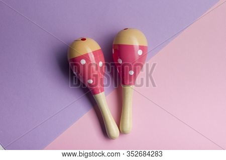 Kids Educational Developing Toys Frame On White Background. Top View. Flat Lay. Copy Space For Text