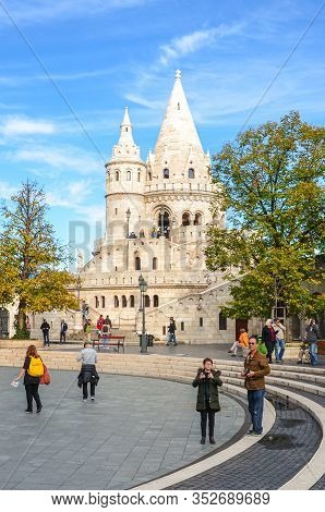 Budapest, Hungary - Nov 6, 2019: Fishermans Bastion In The Hungarian Capital City. One Of The Most P
